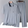 Estilo Nuevo Transfronterizo Ropa Tang para Hombre de Manga Corta Verano Delgado Estilo Chino Flor de Garra de Pollo Forro de Seda Helada para Personas de Mediana Edad y Mayores