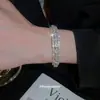 Pulseira Aberta de Zircônia Redonda Super Flash de Três Camadas Pulseira de Design de Nicho Transfronteiriça Europeia e Americana Pulseira de Luxo Leve de Alta Qualidade