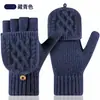 Novas luvas de tricô femininas para outono e inverno com cobertura flip, espessadas para aquecimento, adequadas para escrever e uso ao ar livre, luvas sem dedos para proteção contra o frio