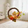 Corona Artificial con Girasoles, Hojas de Arce, Calabazas, Bayas Rojas, Círculo de Enredadera Colgante de Puerta para Acción de Gracias, Halloween, Decoraciones Festivas, Navidad