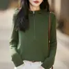 Suéter de punto con capucha para mujer transfronterizo para otoño e invierno, perfecto como prenda de capas debajo de un abrigo, con diseño de media cremallera, un top cálido