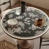 Toalha de mesa redonda estilo francês, à prova d'água e resistente a óleo, jogo americano redondo para mesa de jantar sem lavagem, protetor de mesa de centro de couro PVC resistente ao calor e isolante