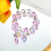 Pulseira de Cristal Criativa Duplo Círculo Cristalino Sonhador Joia de Mão Brilhante Estilo Ins Rosa Beleza Criativa Pulseira de Borboleta