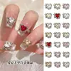 Accesorios Populares Ins para Uñas con Corazón Hueco y Ráfaga de Estrella de Aleación Decoraciones de Uñas 3D Retro de Cristal de Lujo Ligero