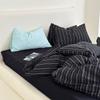 Estilo japonês simples listrado dormitório estudantil roupa de cama roupa de cama algodão fio tingido algodão lavado três quatro peças conjunto