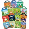 Livro de Adesivos Portátil Infantil Transfronteiriço para Educação Infantil, Desenvolvimento do Foco, Adesivos Reutilizáveis, Animais, Dinossauros, Quebra-Cabeças Multi-Cenários