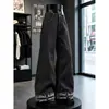 Jeans Retro Americanos de Pierna Ancha con Remaches para Hombre Bolsillo Trasero Remaches Metálicos Dobladillo Enrollado Estampado de Bandera Nacional Pantalones Rectos de Largo Completo