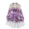 Vestido de Primavera 2025 Elegante con Estampado de Solapa en V de Botón Único Transfronterizo Europeo y Americano para Mujer, Cintura Ceñida, Falda de Línea A Ajustada