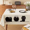 Mantel de Dibujos Animados Estilo Ins Gato Negro, Mantel Rectangular Impermeable para Mesa de Comedor, Modelo Nuevo para Uso Doméstico, Mantel para Mesa de Café Estilo Crema