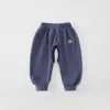 260806 Pantalones de Chándal Suaves de Felpa 280g con Bordado de Panda (Entrepierna Abierta)