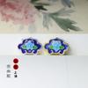 S925 dourado diy artesanato acessórios cloisonne esmalte porcelana queima azul cloisonne flores desejoso flat tee