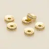 Contas Espaçadoras de Cobre Dourado Real com Zircônia que Preservam a Cor, Zircônia Microincrustada, Contas Espaçadoras Redondas de Cobre tipo Diamante para Pulseiras Artesanais DIY