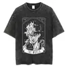 Talla Europea Transfronteriza Ropa Urbana para Hombre Camiseta Lavada Vintage Gráfico de Anime