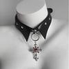 Gargantilha Diablo Gothic Punk Colarinho Falso Colarinho Cruzado Anel de Couro Spice Girls Pompous Clavícula Corrente