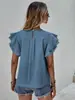 Camisa Casual de Verano Suelta con Cuello Redondo y Mangas de Murciélago con Volantes de Manga Corta para Mujer - Amazon Europeo y Americano 2026