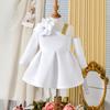 Vestido para meninas europeias e americanas da Amazon Cross-border primavera e outono, malha, ombro inclinado, manga comprida, saia em linha A com vestido de cor sólida