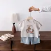 Ropa de Bebé Verano Niños Set de Dibujos Animados Nuevo Elegante Conjunto Separado de Dos Piezas para Niños Pequeños e Infantes Verano Delgado