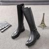 Botas Planas hasta la Rodilla Estilo Europeo 2026 Otoño e Invierno Nuevas Botas de Caña Alta Punta Redonda Pequeñas Botas de Montar para Mujer