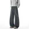 Estilo nuevo 2026, pantalones casuales de pierna ancha, corte holgado, deconstruidos, estilo americano para hombre, con dobladillo curvo y talla grande