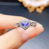Anillo de Zafiro Natural Popular al por Mayor de Fábrica Plata S925 Incrustado con Piedra Principal 5*5 Joyería de Lujo Venta Directa de Fábrica