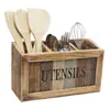 Caja de Almacenamiento de Madera para Cuchillos y Tenedores de Cocina, Estante de Madera para Cubiertos de Mesa, Caja de Almacenamiento para Utensilios de Cocina para Encimera