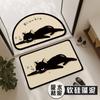 Tapete de Chão de Lama Diatomácea Gato Preto Desenho Animado Porta de Banheiro Resistente ao Desgaste Secagem Rápida Tapete para os Pés Tapete Doméstico Antiderrapante para Banheiro Tapete Absorvente