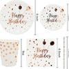 Pratos de Papel Descartáveis com Carimbo Dourado e Talheres para Aniversário Transfronteiriço, Banquetes Festivos, Balões de Festa, Pratos com Padrão de Bolinhas, Essenciais para Festa