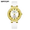 SANDA SANDA Novo 3212 dois pinos luz noturna à prova d'água com incrustação de diamante moda relógio simples de moda masculino e feminino