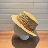 Sombrero de paja de ala plana retro estilo británico para mujer, sombrero hueco de protección solar y parasol de verano, sombrero de paja tejido estilo vacación en la playa