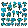 Boutique de Comércio Exterior Bordado de Flor Rosa Azul Patch de Tecido Bordado por Computador Fabricante Atacado em Estoque Patch para Roupas DIY