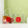 Bolsa de compras transparente de PVC bolsa de plástico PVC flores simples bolsa de presente lembrança bolsa com botão de pressão de PVC atacado