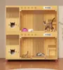 Villa para Gatos Jaula para Gatos Hogar para Mascotas Alojamiento Cría Madera Maciza Cama para Gatos Armario para Gatos Casa de Lujo para Gatos Vitrina Temperatura Constante Tres Niveles