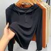 Camiseta Básica con Capucha Derong para Mujer 2025 Nuevo Estilo Popular Otoñal Sudadera con Capucha Interior en Capas Top