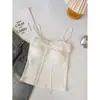 Camisola acanalada de algodón con ribete de encaje, tirantes y copas en el pecho para mujer, adecuada para usar como prenda exterior o como capa base