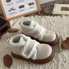 Botas de nieve casuales de moda para mujer con suela gruesa que combinan con todo, del noreste, forradas de vellón, de invierno, gruesas, con velcro, de felpa, acolchadas de algodón