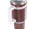 Taza Térmica Popular de Diamantes con Pegamento de Amazon Acero Inoxidable Diamante 40oz Taza de Coche con Asa Paja de Acero Inoxidable Taza Térmica
