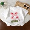 Camiseta de Verano de Algodón Puro con Dibujos Animados Estilo Delgado para Bebé, Suéter de Manga Corta para Niños 100% Algodón, Camiseta de Manga Media para Niña Pequeña