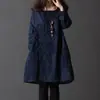 Vestido 2024 Plus Size Feminino Estilo Artista Solto Bordado Manga Longa Algodão Linho Vestido Moda