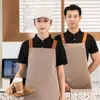 Delantal 509 lona impermeable WM moda trendy grupo de restaurante ropa de trabajo con diseños impresos y bordados, estilo unisex