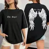 Camiseta de Mujer con Alas Gigantes de Ángel Oscuro Sprint Moda Casual Camiseta Linda Divertida Manga Corta Transpirable Camiseta de Cuadros