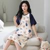 2025 Verano Nuevo Camisón de Algodón Puro Transpirable y Delicado con la Piel para Mujer Holgado Talla Grande Dulce Lindo Estampado Ropa de Casa