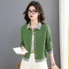 Cardigã de tricô com blocos de cor estilo 2026 para mulheres, casaco suéter curto outono/inverno, estiloso e rejuvenescedor, versátil para silhuetas petite