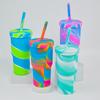 Copo de silicone de grande capacidade de 32oz com tampa, canudo, alça, Copo de silicone, aquecedor de gelo, Copo com canudo