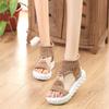 Transfronterizo Nuevo talla grande Suela gruesa Ligeras Pantuflas tejidas Zapatos de mujer Nuevo Europeo y americano Casual Lana Punta redonda Sandalias romanas