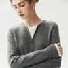 Cárdigan de cachemir de dos piezas falsas con cuello redondo y bloques de color para mujer, top de punto simple de manga larga, suéter de lana versátil casual