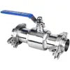 Válvula de esfera sanitária de aço inoxidável 304 de encaixe rápido, conjunto completo com grampo de junção, fecho, válvula reta de conexão rápida de grau alimentício