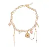 Collar de Cristal con Elemento de Espina de Pescado Corazón Flor Calada Estilo Retro Europeo y Americano Set de Collar y Aretes
