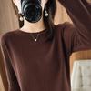 Suéter de algodão com gola redonda e trança para mulheres Primavera e Outono Novo malha de espessura média blusa de base solta tamanho plus size top curto para mulheres