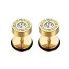 Venta caliente moda retro disco grano de la Gran Muralla diamante redondo acero de titanio clavo de oreja clavo de cartílago joyería de oreja al por mayor