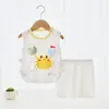 Opción de entrepierna abierta Conjunto de dos piezas de chaleco sin mangas de verano para bebé Mono de bebé unisex de dibujos animados lindos Pantalones finos